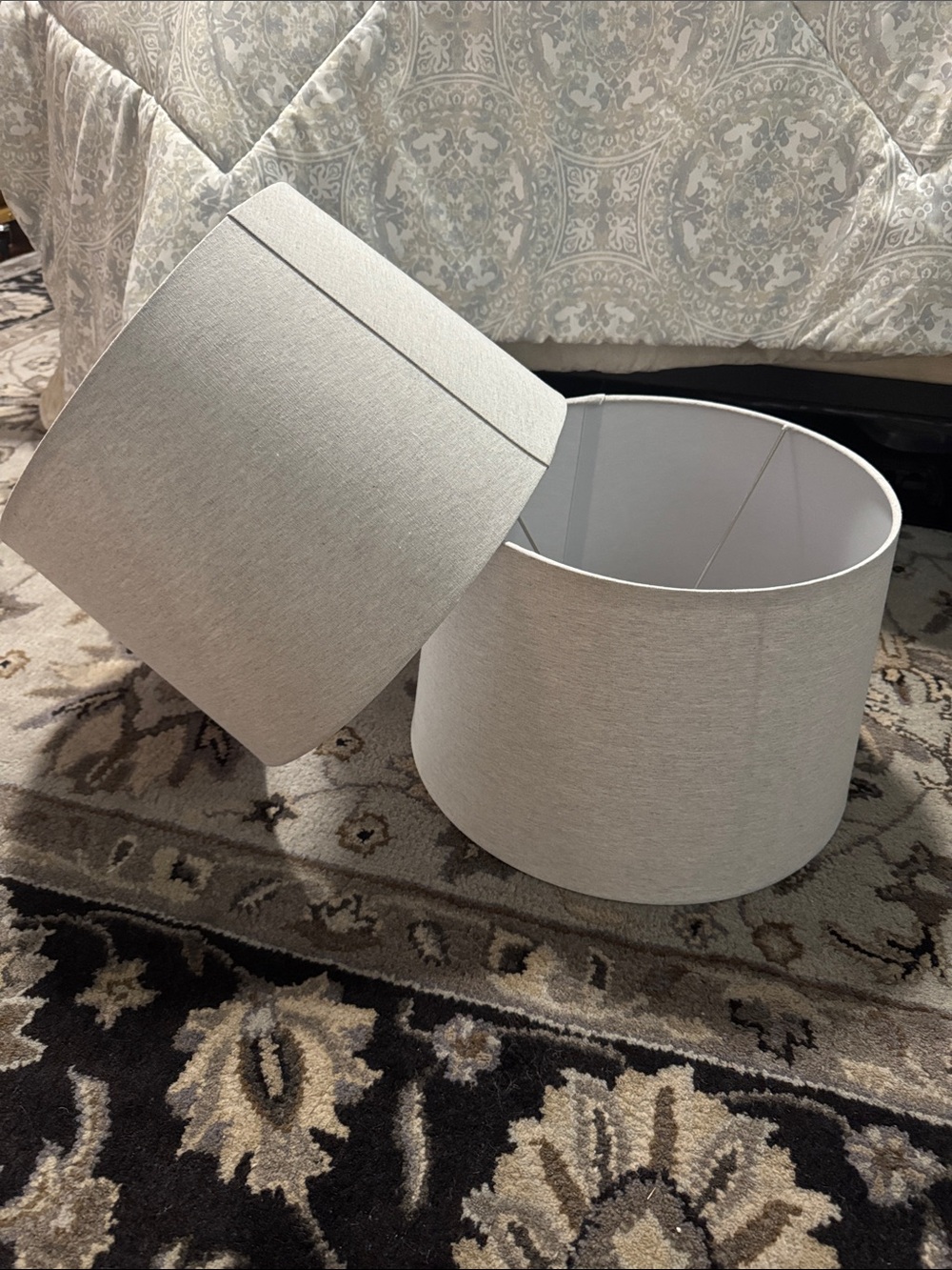 Set of 2, Large Linen Mod Drum Lampshade Gray - Threshold